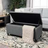 Tatiana Contemporary Fabric Storage Ottoman with Nailhead Trim