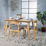 Mid-Century Oak Finish 5 Piece Dining Set - NH010003