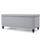 Tatiana Contemporary Fabric Storage Ottoman with Nailhead Trim