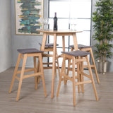 Natural Oak Finish Circular 5 Piece Bar Height Dining Set - NH172992