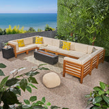 Outdoor 12 Piece U-Shaped Sectional Sofa Set with Fire Pit - NH521703