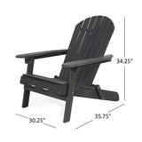 Outdoor 5 Piece Acacia Wood/ Light Weight Concrete Adirondack Chair Set with Fire Pit - NH313403