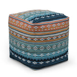 Boho Handcrafted Peruvian Print Cube Pouf - NH615413