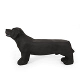 Outdoor Labrador Dog Garden Bench, Matte Black - NH495513