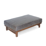 Modern Microfiber Cocktail Ottoman with Wood Frame - NH085213