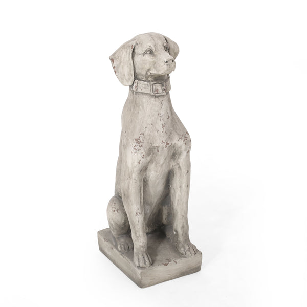 Outdoor Dog Garden Statue, Antique White - NH263413