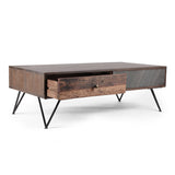 Handcrafted Boho Mango Wood Coffee Table with Drawers - NH380413