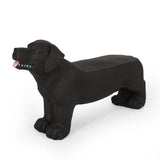 Outdoor Labrador Dog Garden Bench, Matte Black - NH495513