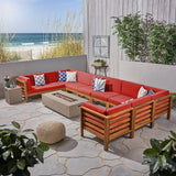 Outdoor 12 Piece U-Shaped Sectional Sofa Set with Fire Pit - NH811703