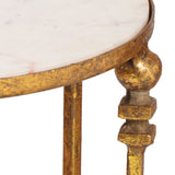 Modern Glam Handcrafted Marble Top Side Table, Gold and White - NH920513