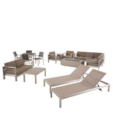 Outdoor 16 Piece Aluminum Estate Collection with Cushions and Fire Pit - NH030703