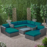 Outdoor 7 Seater Wicker Sectional Sofa Set with Sunbrella Cushions - NH125803