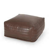 Contemporary Faux Leather Channel Stitch Pouf - NH797413