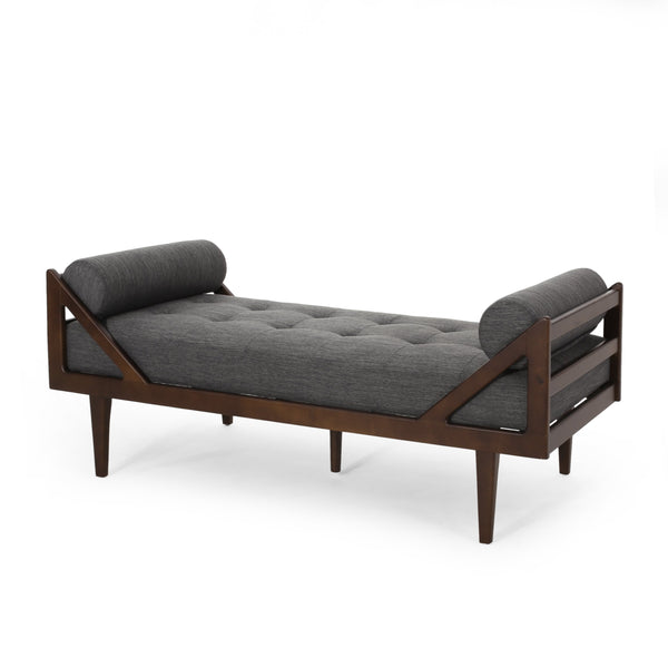 Contemporary Tufted Chaise Lounge with Rolled Accent Pillows - NH353413