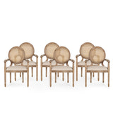 French Country Wood and Cane Upholstered Dining Chair - NH651513