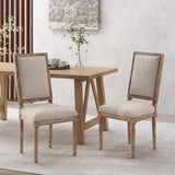 French Country Wood Upholstered Dining Chair, Set of 2 - NH155513