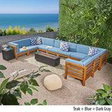 Outdoor 12 Piece U-Shaped Sectional Sofa Set with Fire Pit - NH521703