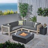 Outdoor V-Shaped Sectional Sofa Set with Fire Pit - NH970703