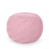 Modern Knitted Cotton Round Pouf - NH988313