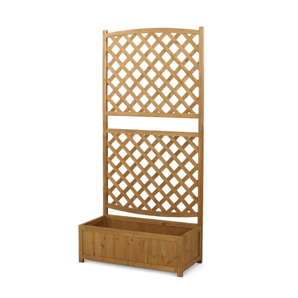 Traditional Rectangular Firwood Planter Box with Trellis - NH905313