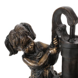 Outdoor Children at Water Pump Fountain, Dark Brown - NH773413