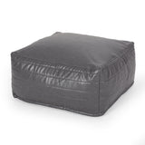 Contemporary Faux Leather Channel Stitch Pouf - NH797413