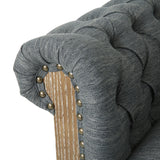 Chesterfield Tufted Fabric Club Chair with Nailhead Trim - NH646513