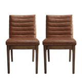 Elisson Mid Century Modern Channel Stitch Dining Chairs, Set of 2