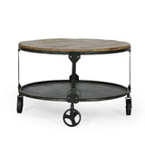 Modern Industrial Handcrafted Mango Wood Coffee Table, Natural and Black - NH452513