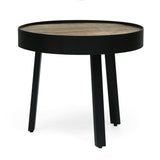 Modern Industrial Handcrafted Mango Wood Side Table, Natural and Black - NH577413