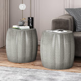 Craigue Modern Iron Mandala Pumpkin Side Tables, Set of 2