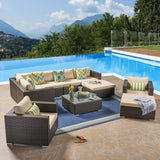 Outdoor 7 Seater Wicker Sectional Sofa with Aluminum Frame - NH807503