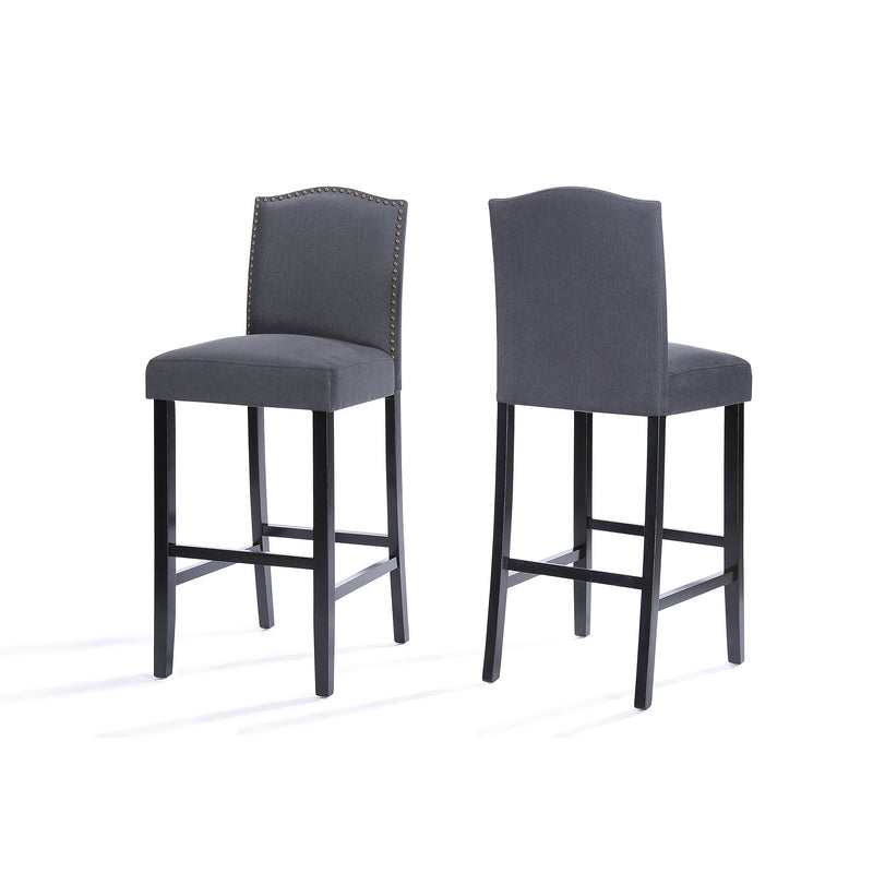 Dark Charoal Fabric Barstools, Set of 2 - NH928203