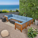 Outdoor U-Shaped Sectional Sofa Set with Fire Pit - NH701703