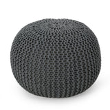 Modern Knitted Cotton Round Pouf - NH311413