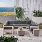 Outdoor U-Shaped Sectional Sofa Set with Fire Pit - NH790703