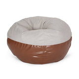 Modern 5 Foot Two Toned Fabric and Faux Leather Bean Bag - NH098413