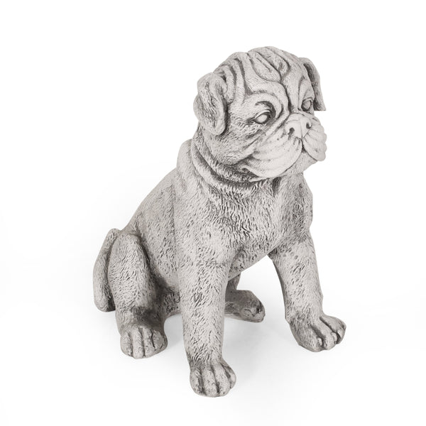 Outdoor Dog Garden Statue, Antique White - NH647413