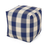 Modern Fabric Checkered Cube Pouf - NH356313