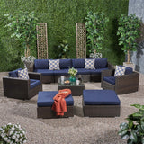 Outdoor 6 Seater Wicker Modular Sectional Sofa Set with Sunbrella Cushions - NH805803