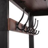 Modern Industrial Handcrafted Mango Wood Coat Rack with Bench, Cafe Brown and Black - NH923413