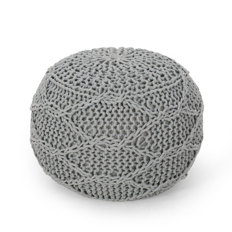 Modern Knitted Cotton Round Pouf - NH321413