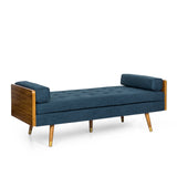 Mid-Century Modern Tufted Double End Chaise Lounge with Bolster Pillows - NH227413