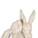 Outdoor Rabbit Couple Garden Statue, White - NH599413