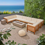 Outdoor 12 Piece U-Shaped Sectional Sofa Set with Fire Pit - NH811703