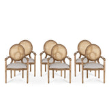 French Country Wood and Cane Upholstered Dining Chair - NH651513