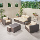 Outdoor 4 Seater Wicker Chat Set with Ottomans - NH369903