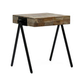 Handcrafted Modern Industrial Mango Wood Side Table - NH216313