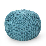 Modern Knitted Cotton Round Pouf - NH311413