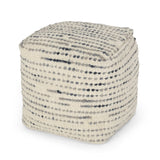 Handcrafted Boho Fabric Cube Pouf - NH938313